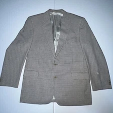 Jaeger Check Blazer Jacket Mens Size 46-48R 100% Wool Sports Coat Good Condition