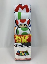 Nintendo Super Mario 6 Pair Men's Casual Crew Socks for Shoe Size 8-12 Bioworld