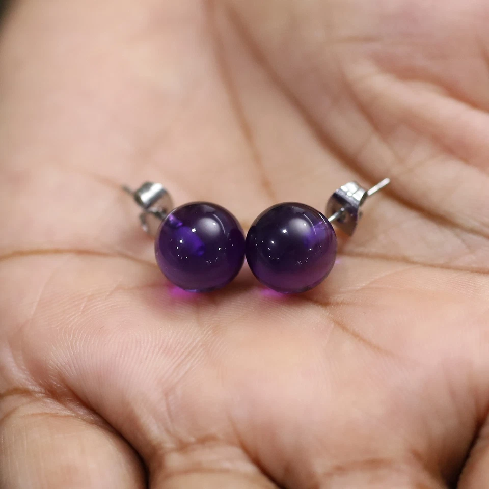 Aretes QVC acero por diseño acero inoxidable amatista púrpura Foto 2 de 4