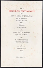 Epicure's Anthology Golden Cockerel Press Prospectus Quennell & Lancaster 1936
