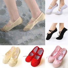 Dance Shoes Canvas Exercise Girl Gymnastics Pointed Pro US Size 6.5-8.5