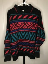 Vintage Ice-Knit Iceland Colorful Pattern Wool sweater Crewneck Slouchy Relaxed