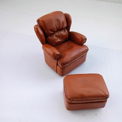 Raine Leather Easy Chair And Ottoman Dollhouse Furniture Resin