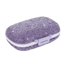 Bling Travel Pill Organizer Cute Pill Box with Labels Rhinestone Pill Case fo...