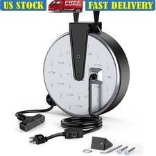 30FT Retractable Power Cord Reel 3 Outlets Automatic Rewind Wall Mount New
