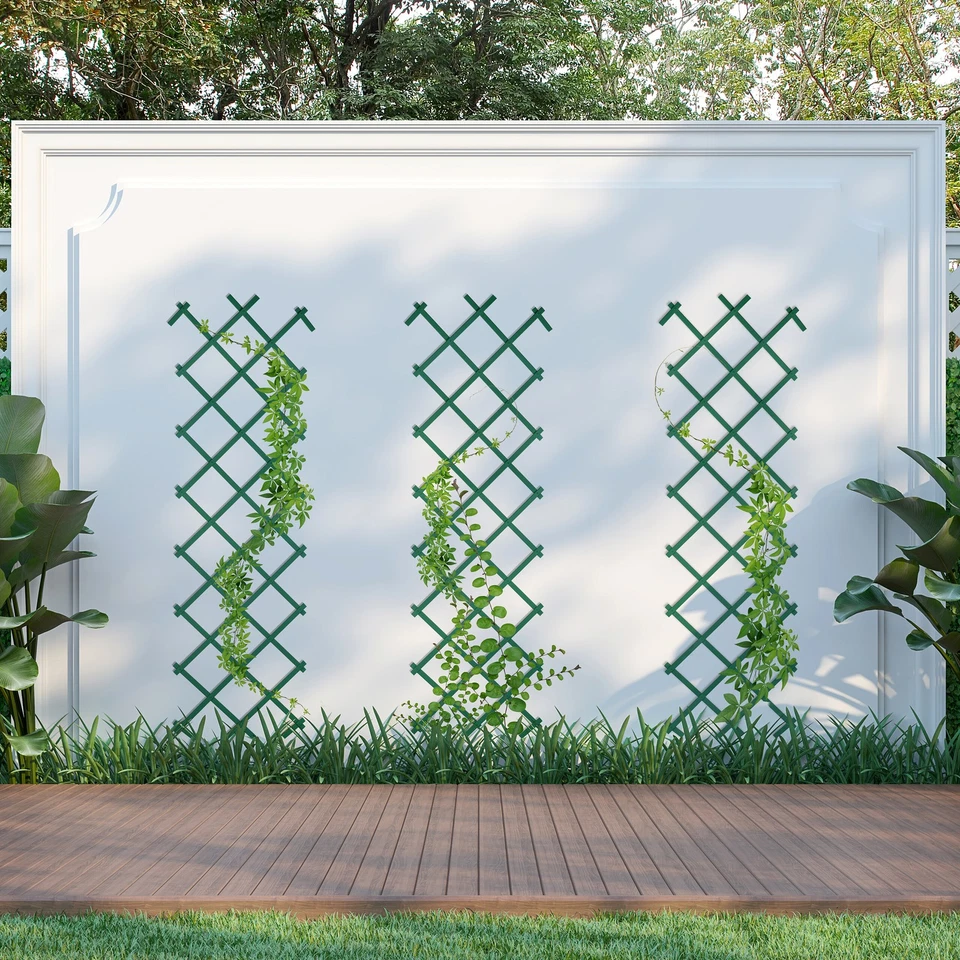 Rankgitter  Rankhilfe Pflanzgitter Wandspalier Scherengitter grün PVC 3er Set - Bild 2 von 4