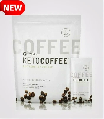 100% PURE It Works Keto Coffee 15 Packets with MCT Oil New And Improved Factory Sealed DE/