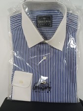 Savile Row Company Mens Striped Blue And White Shirt New