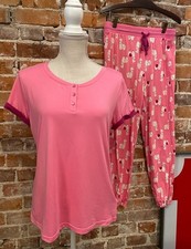 MUK LUKS Pink Llama Mountain Bliss Short Sleeve Tee Jogger Pajama Set New