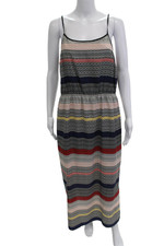 Vince Camuto Women Maxi Slip Dress Black Striped Midi Size M