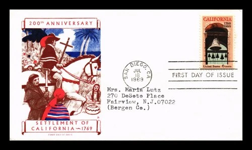 US COVER FIRST DAY OF ISSUE CALIFORNIA SETTLEMENT 200TH ANNIVERSARY