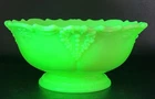 Tarentum Art Glass Three Fruits Bowl Victoria Pattern Small Bowl Uranium Glows