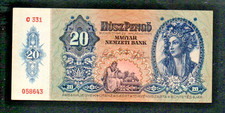 20  PENGO  AUNC   BANKNOTE  FROM   HUNGARY  1941   PICK-109