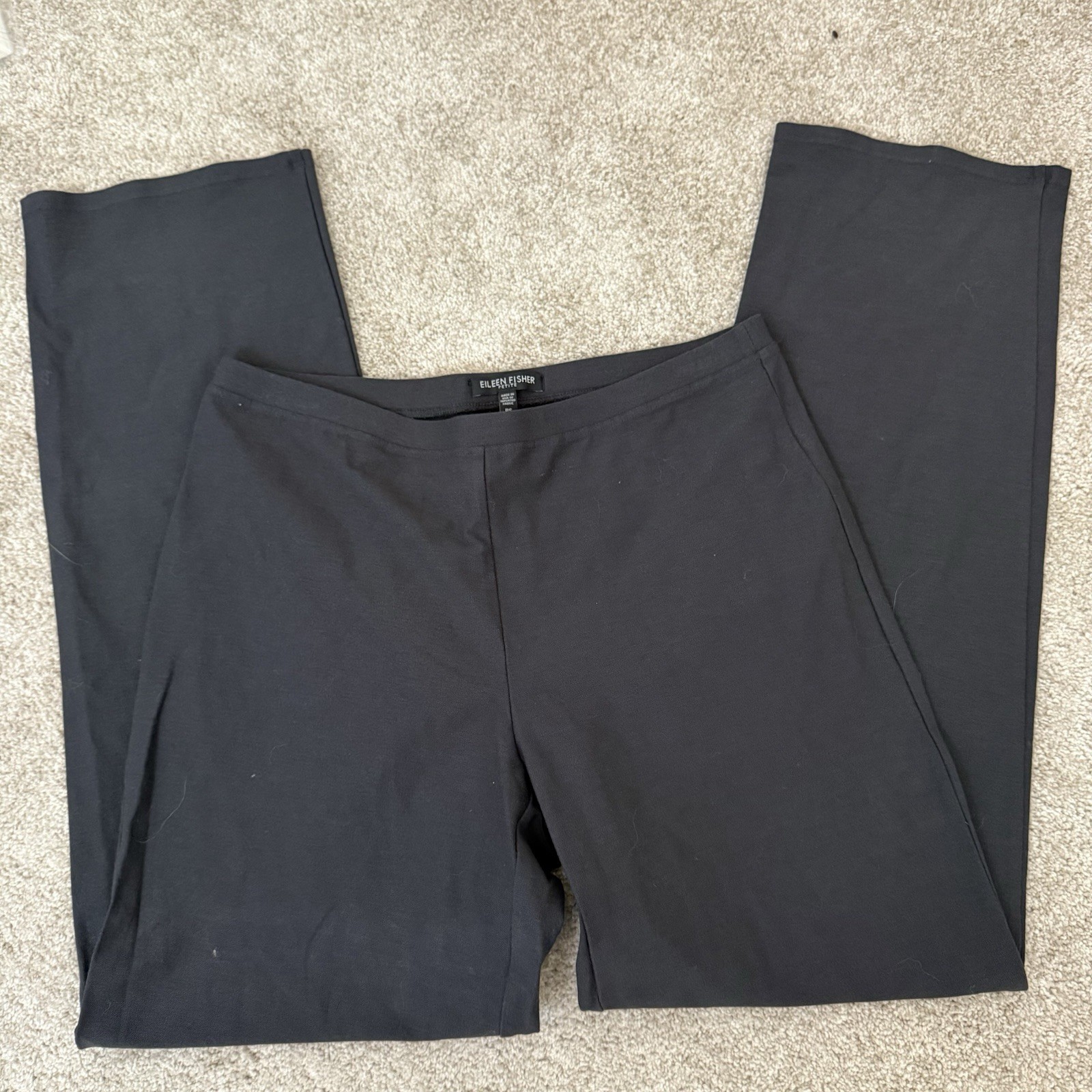 Eileen Fisher Washable Stretch Crepe Pant Slim Fit Ankle Length Size PS Black
