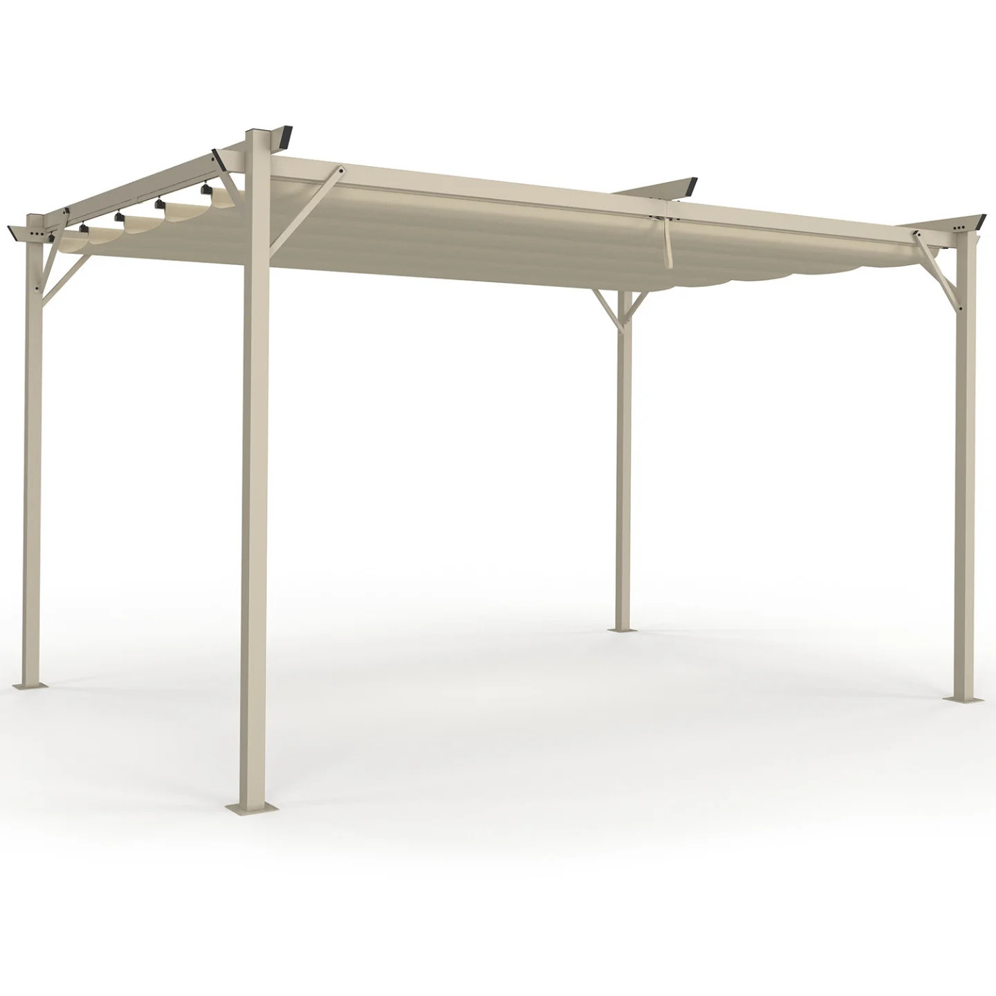 Pergola toit rétractable 3x4M avec structure en acier et toile déperlante beige