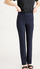 Quince Women's Ultra-Stretch Ponte Straight Leg Pants Navy Blue Large Officewear