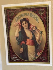 1976 Olympia Girl, 1907 Beer Poster - Original NOS￼