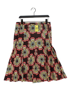 Adini Women's Midi Skirt L Brown Graphic 100% Cotton Midi A-Line