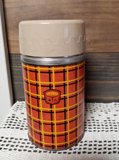 Vintage Thermos Plaid Vacuum Bottle #5254 w/ Polly Red Top 7" Tall