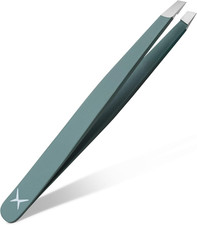 Professional Slant Tip Tweezers - Precision Stainless Steel Eyebrow Plucking Too