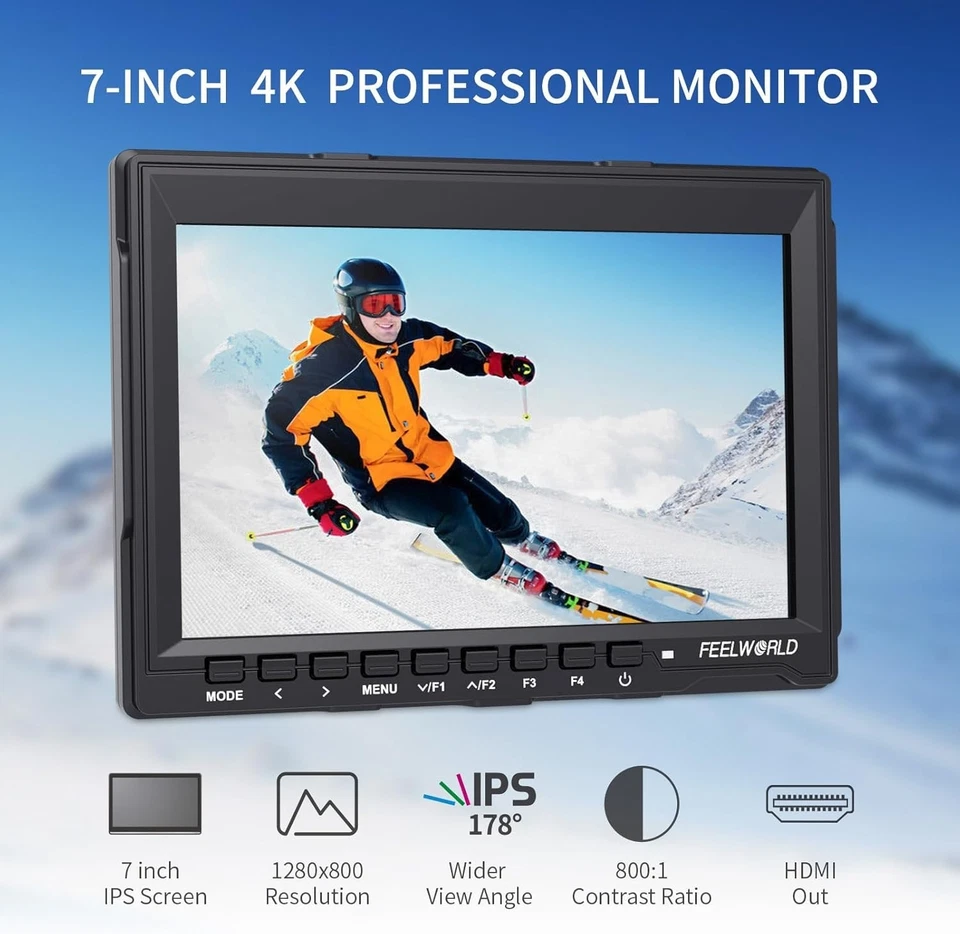 Compact 7-Inch Camera Monitor with 1280x800 Resolution & Professional Features - Image 4 of 4