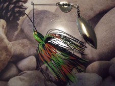 *)(((       NEW TIGER ON FIRE - (MOLDED EYES) 3/8oz  SPINNERBAIT BIG BASS BAIT