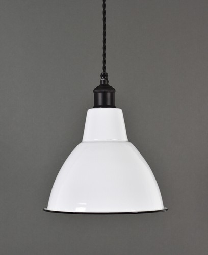 Factory Enamel Light Shade Pendant Coolie White Classic Vintage Industrial - Picture 13 of 30