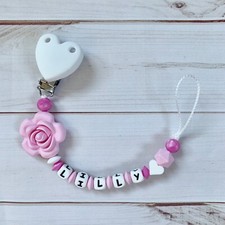 Nuckelkette Silicone Name Pacifier Chain Pink White
