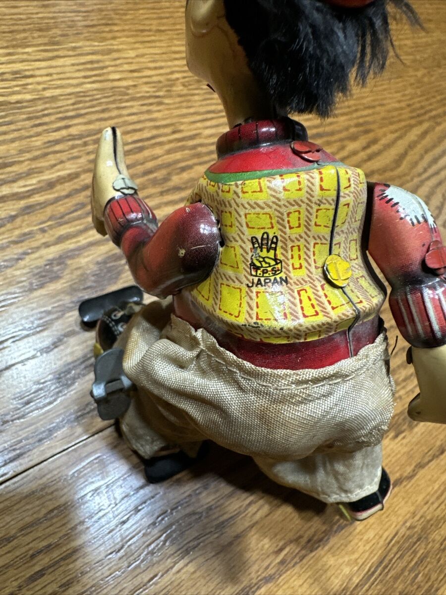 Vintage Roller Skating Hobo Clown Wind-Up Tin Litho Toy TPS Vintage Roller Skating Hobo Clown Wind-Up Tin Litho Toy TPS