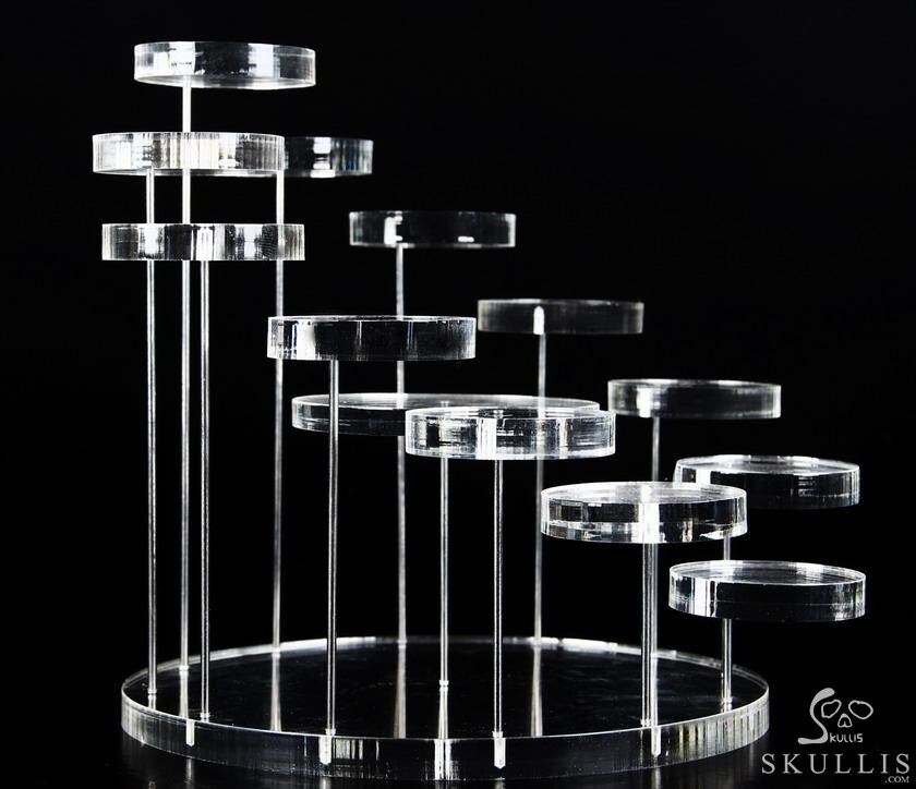 Floating 13 Crystal Skulls White Acrylic Display Stand for 1.5"-2.5" Skull