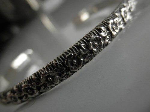 925 Sterling Silver Cuff Bracelets For Women, Flower Silver Bangle Bracelets - Picture 2 of 6