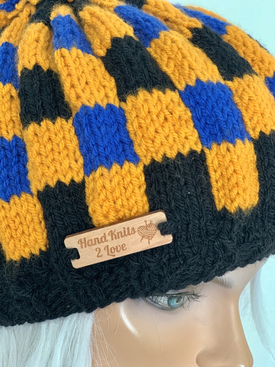 Hand Knits 2 Love Beanie Hat Cap Designer Fashion Plaid  display picture 1