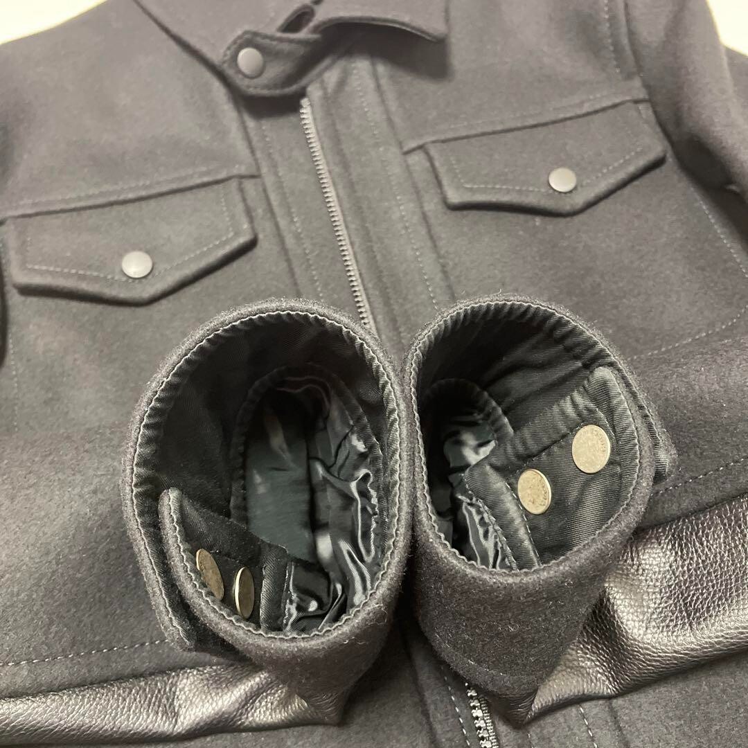 GUCCI Cowhide Leather Wool Jacket Blouson men Size 46 Black From