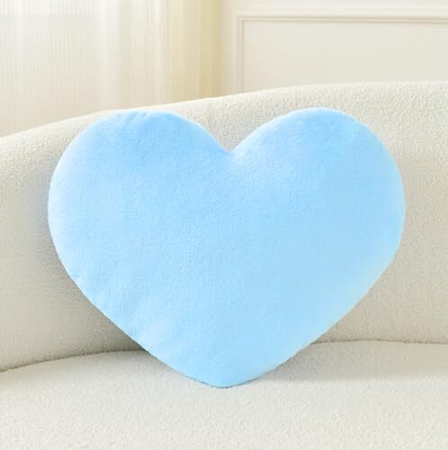 Heart Pillow Cute Fuzzy Pillows Throw Pillows for Bed Large-19"x15" Blue - Picture 2 of 7