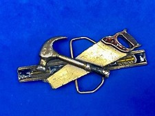 Vintage 1981 Great American Buckle Tools Belt Buckle Hammer Saw Level