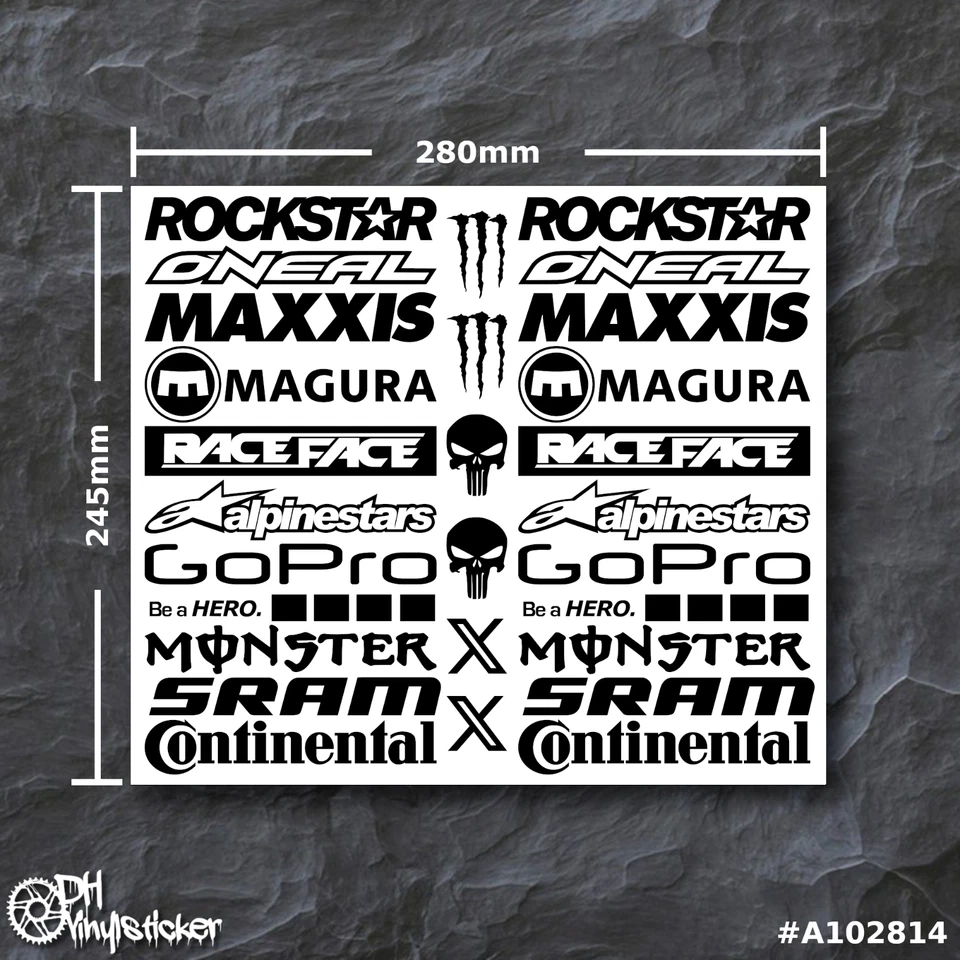 RAYMON Set Adesivi Sponsor Nero | Set Adesivi Bici eBike BMX eMTB Casco