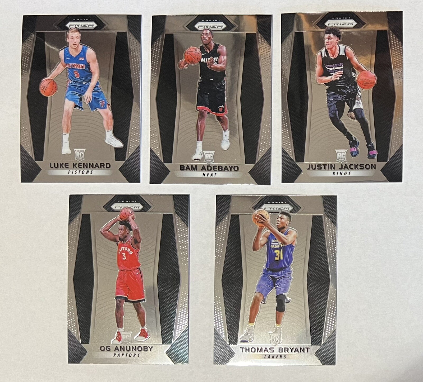 5 Prizm 2017-18 RC Basketball Cards Kennard Adebayo OG Anunoby Bryant Jackson