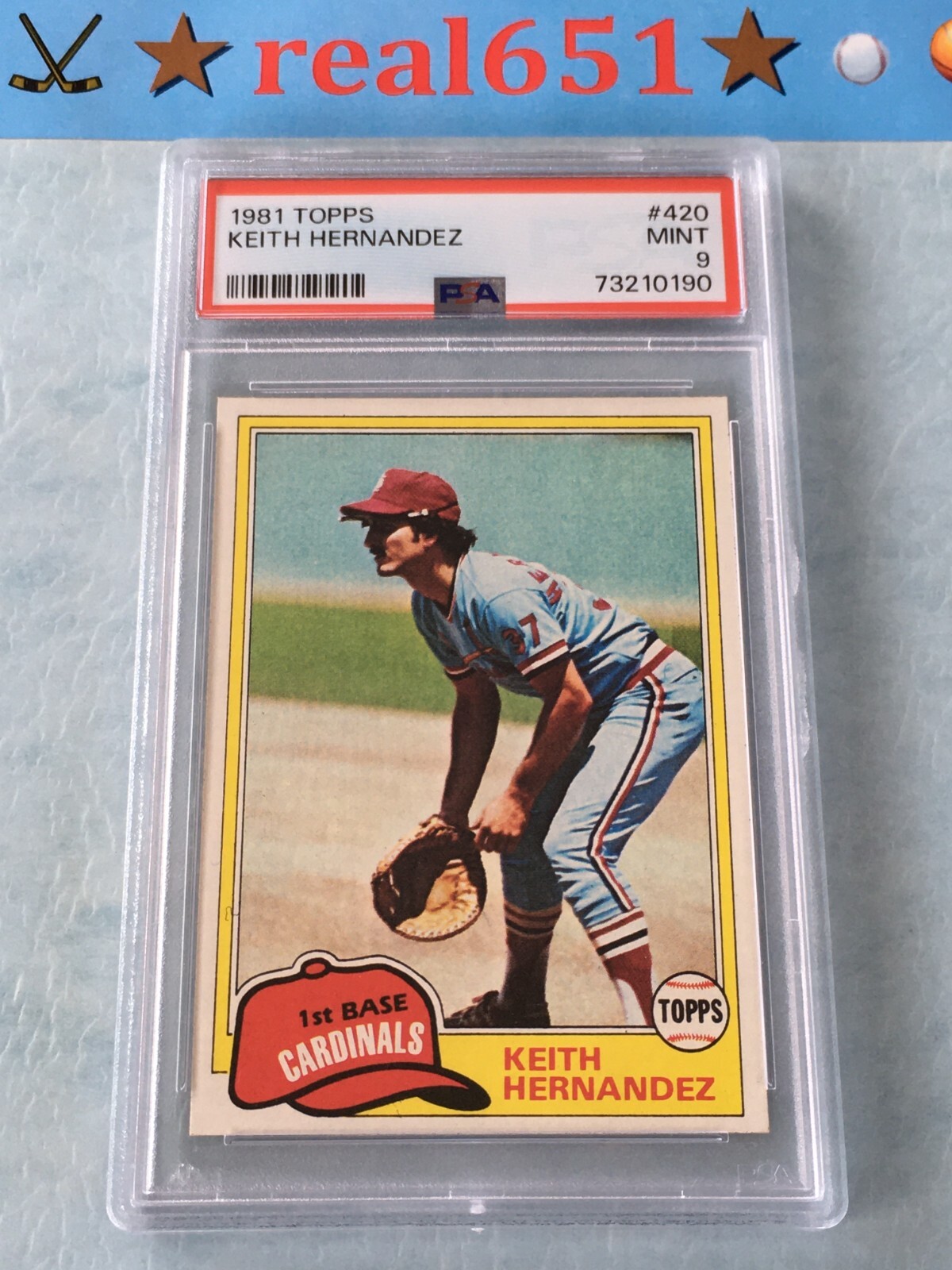 1981 Topps #420 KEITH HERNANDEZ | PSA 9 Mint | Cardinals St. Louis