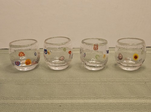 4 Millefiori Zazz Votive Candle Holders Bubble Glass Crate and Barrel *READ* - Picture 2 of 9