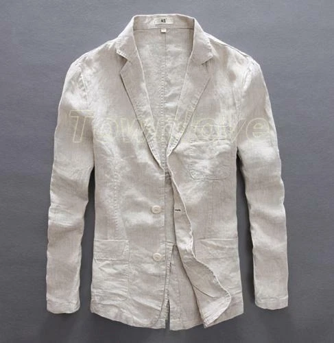 OFF WHITE Moda uomo lino vestibilità slim abito formale casual camicia cappotto giacca blazer formali