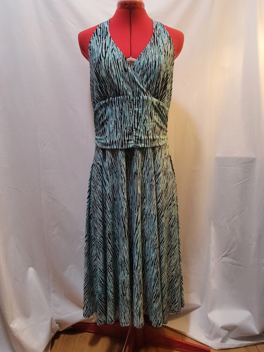 Evan Picone Teal Black Halter Dress. Size 12 Evan Picone Teal Black Halter Dress. Size 12