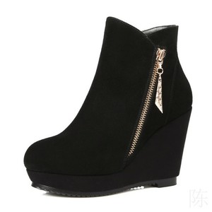 Botas de tornozelo femininas, Camurça cunha escondida Salto Alto Zíper Botinhas De Inverno Europa Street | eBay
