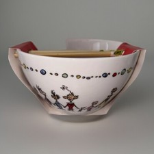 Dr Seuss Grinch Who-ville RAMEN Noodle BOWL  6 w” W/ Chopsticks 20 Oz Bowl NEW