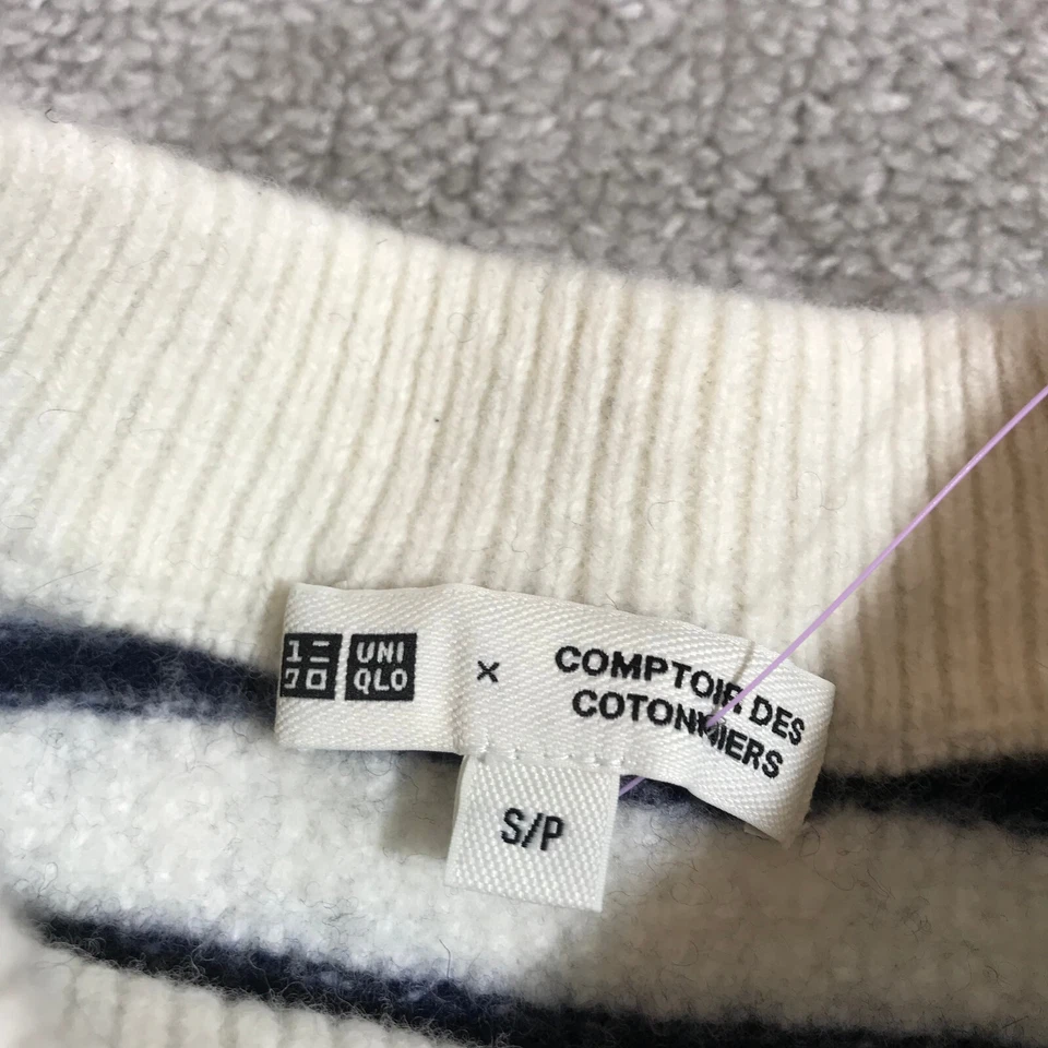 COMME DES GARCONS Suéter Mujer Pequeño Uniqlo Rayas Beige Azul Informal Foto 3 de 4
