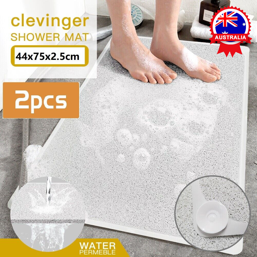 2X Anti Slip Loofah Shower Rug Bathroom Bath Mat Carpet Water Drains