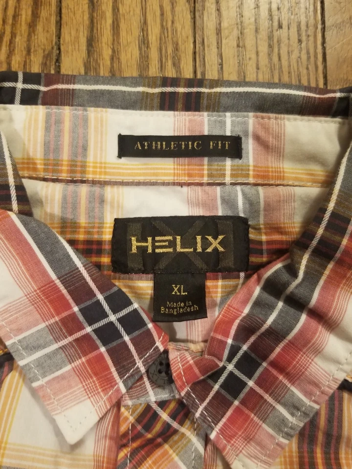 Helix Mens HX American Moto Patch Shirt Plaid Size XL Athletic Fit Western  - Image 3 of 4