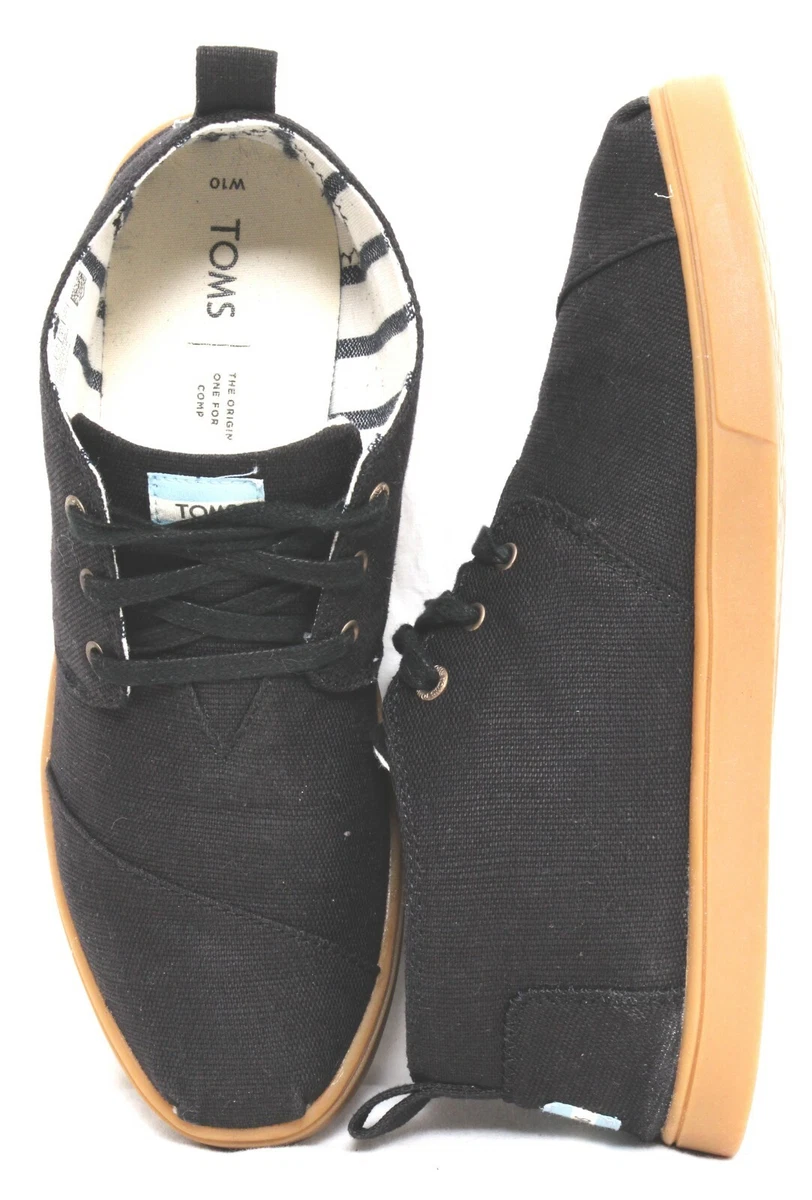 Toms Cupsole Botus Black Canvas Gum Sole Lace Up Shoes Sneaker