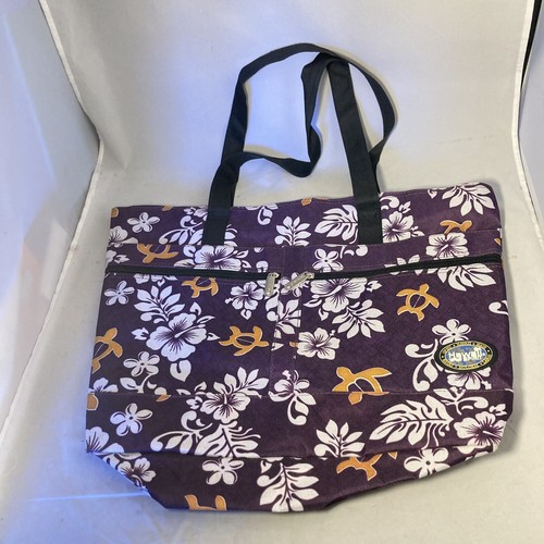 Hawaii Spirit Hawaiian Print Purple Purse Tote Bag Beach Shoulder