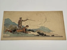 ANTIQUE ART DECO PAINTING ILLUSTRATION JOSEPH KRAEMER LISTED MOUNTAIN VIEW MEN