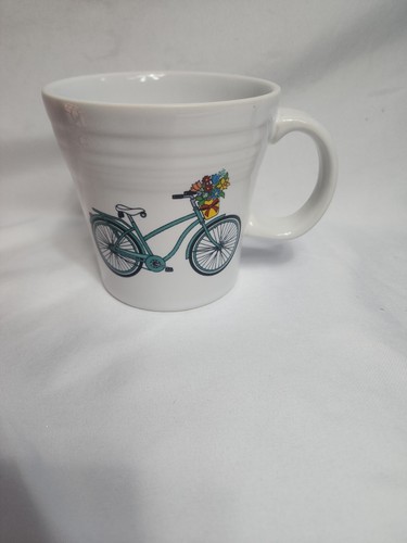 Fiesta Vintage Blue Bicycle with Flowers Tapered Mug | Fiestaware White Coffee